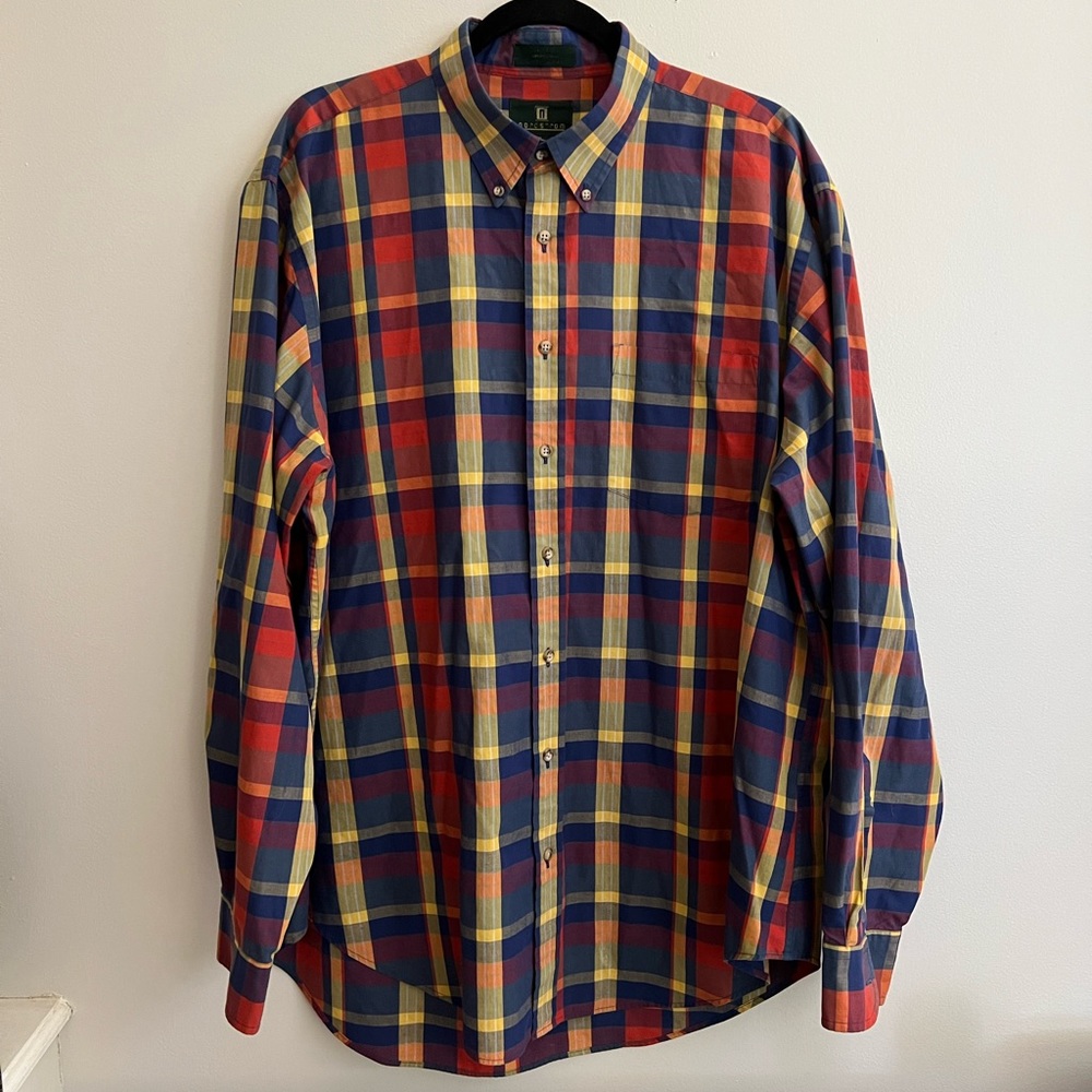 Nordstrom Men’s Plaid Button Down Long Sleeve Shirt Size XL Tall